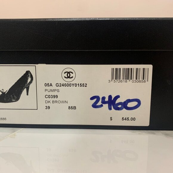 AUTHENTIC Chanel Shoe Brown Black Toe Heel Round Toe Ballet Style Heel Size 9 - Picture 8 of 9